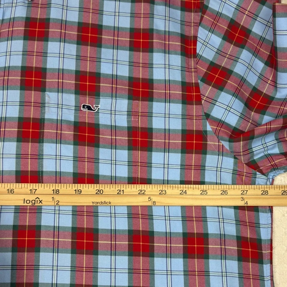 Vineyard Vines Shep & Ian Classic Fit Tucker Shirt Mens XXL Red Blue Plaid Whale - Picture 6 of 9